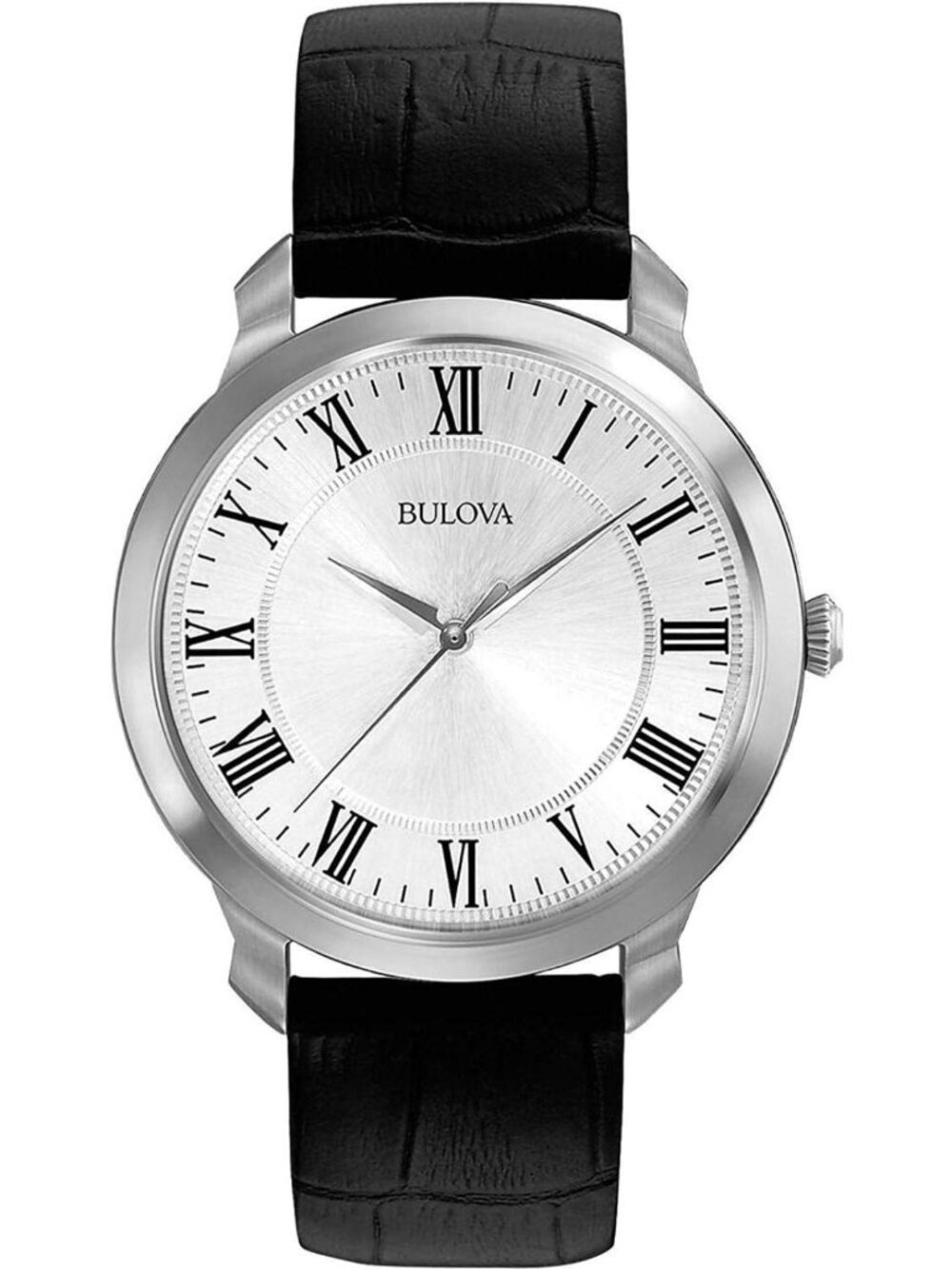 Classic Men's 3-Hand Quartz Watch with Black Leather Strap & Roman Numerals